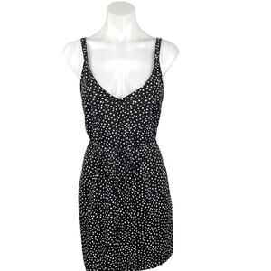 Zara Black White Polka Dot Scoop Neck Sleeveless Mini Blouson Dress Size S